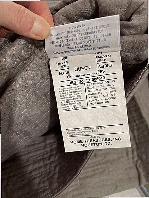 $1229 Home Treasures Italy NWT Queen Coverlet 100% Linen Steel Grey Wave Machine