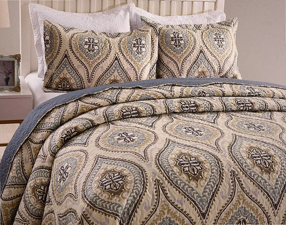 3Pc Quilt Bedspread Sets Bedding Coverlet Bedroom Floral Queen King Size, Joniy