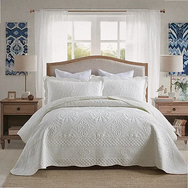 3PCS Cotton Oversized Bedspread Set Coverlet Set Lightweight Quilt Set