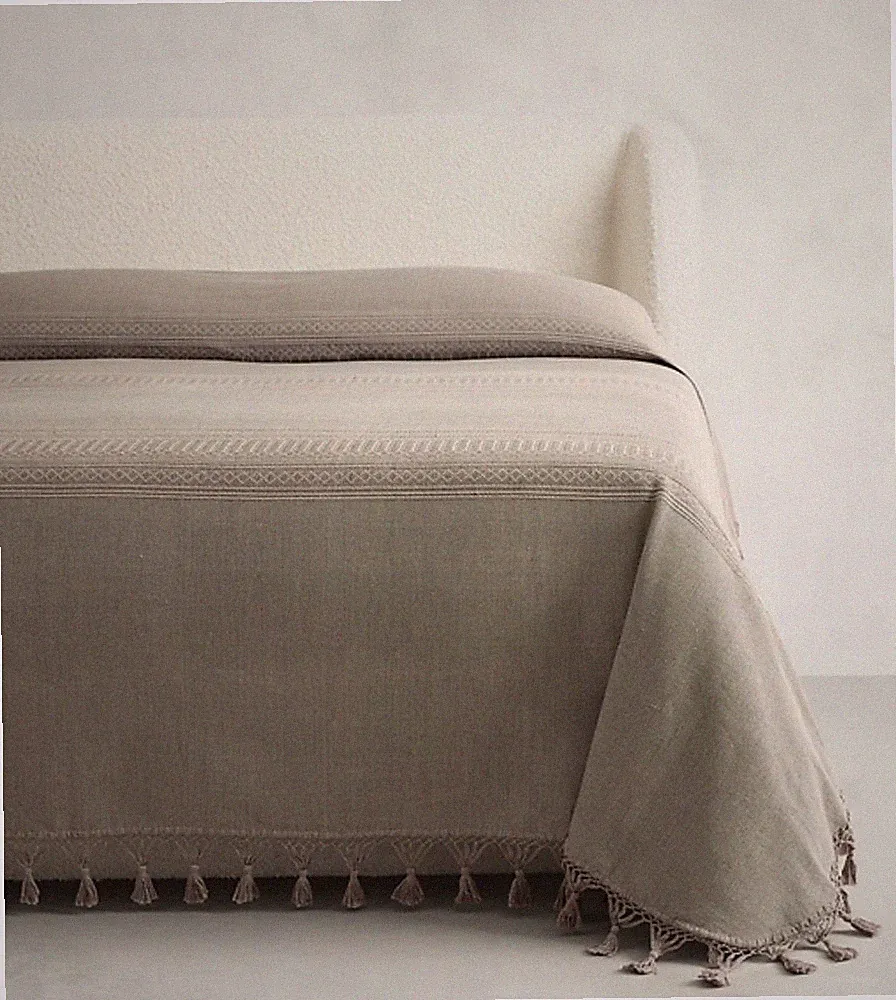 Banana Republic Home Tasseled Fringe Cotton Coverlet/ King Size -Brand New