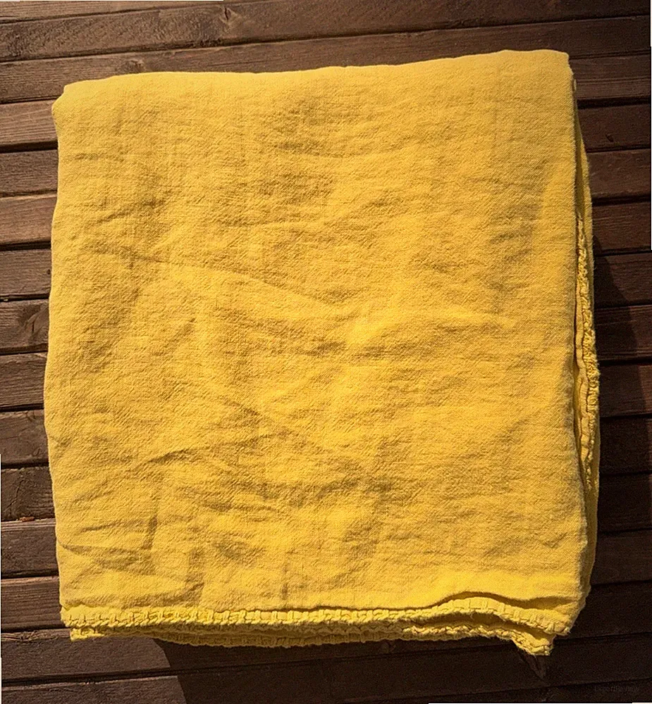 GreenRow Heavy Linen Coverlet NWOT Full/Queen Citron 100% Linen