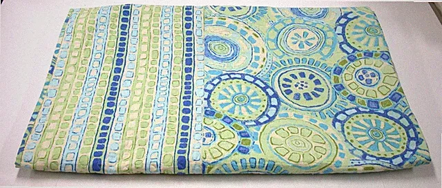Lightweight Reversible Cotton Coverlet ~ Twin 62" x 84" ~ Blue Green Ivory