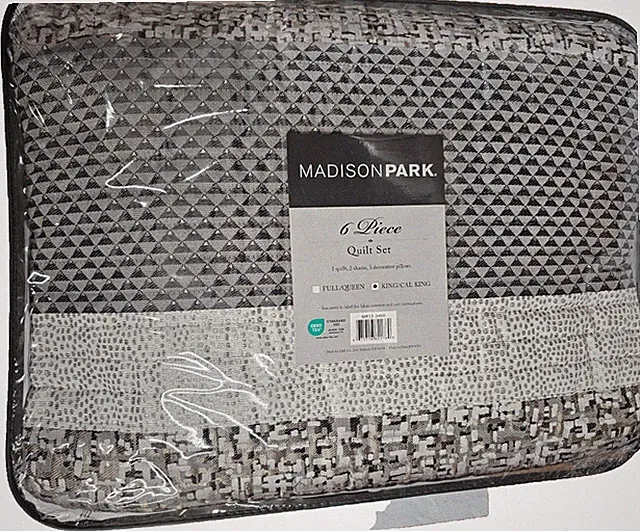Madison Park 6-Piece Melody Quilt Set with Shams and Throw Pillows, Brown
