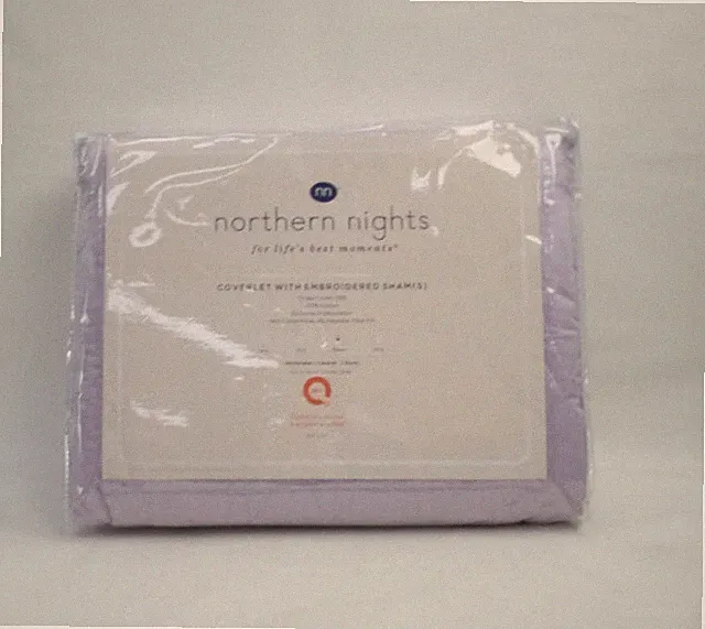 Northern Nights Cotton Embroidered Coverlet with Shams Lavender