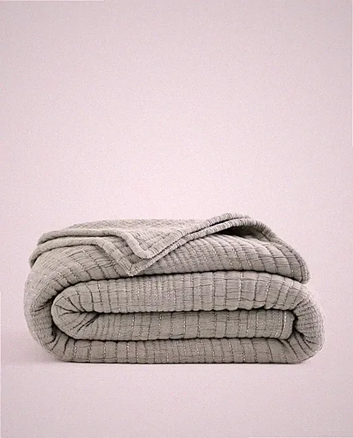 NWOT Quince Organic Cotton MATELASSE Twin Channel Coverlet NO SHAMS Green