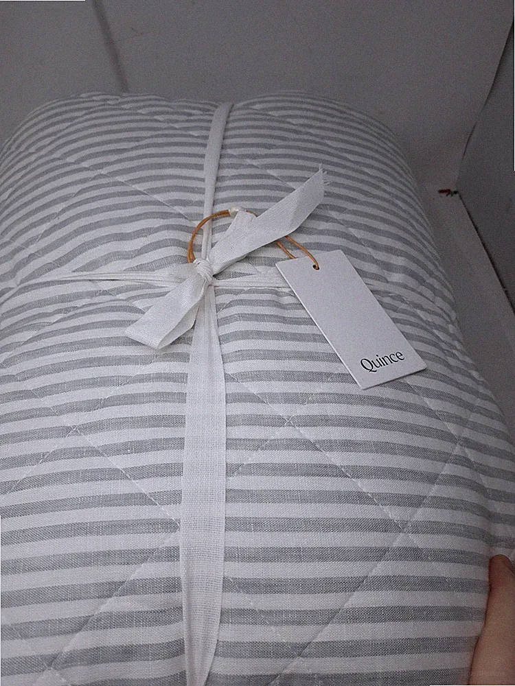 Quince European Flax Linen Quilted Coverlet Bedding Striped New w/Tag