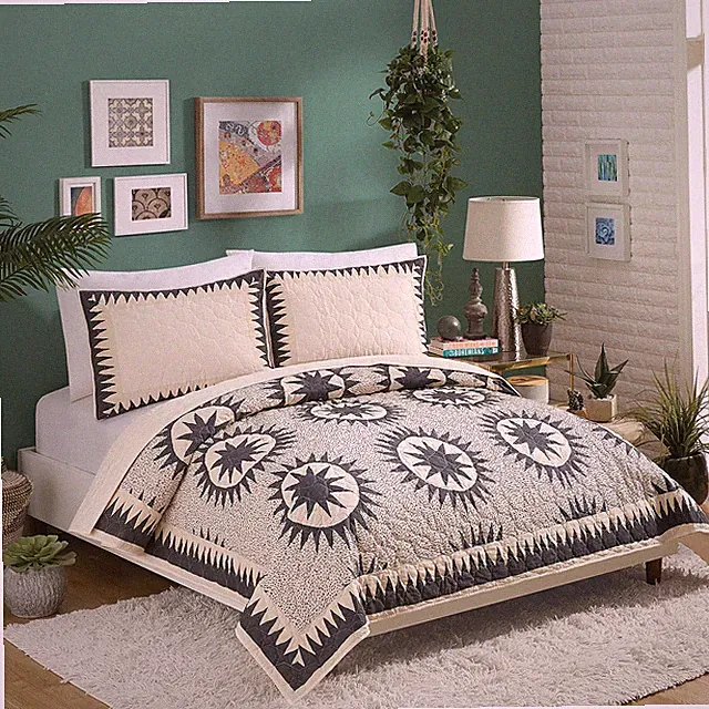 Soleil 3-Piece Quilt Set by Jungalow - Lightweight Coverlet Set, Quilted Bedding