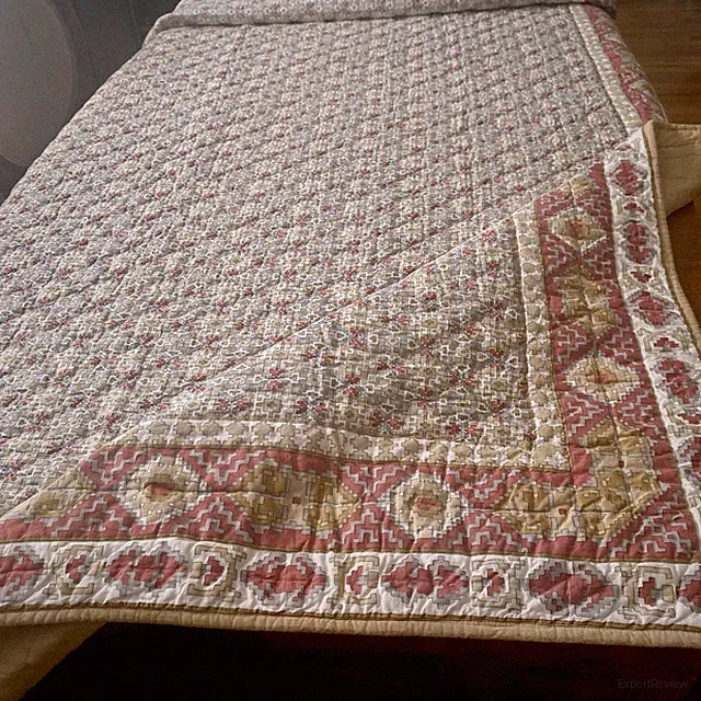 The Company Store Aztec Southwest Twin Quilt Tan Pick Stitch Reversible 70x86L