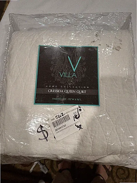 Villa Home Collection Queen Quilt Linen Queen Cressida White Shell 100% Linen